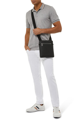Grained Italian-Leather Envelope Bag With Front Zip Pocket
